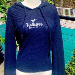 Hollister Navy Blue Long Sleeve  Hooded Shirt